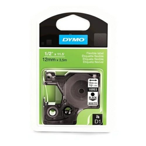 Dymo LetraTag tekstband zwart op wit (16959 / S0718060), 12mm, gelamineerd