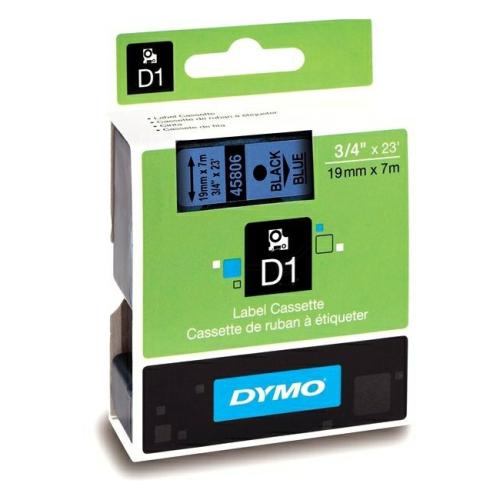 Dymo etiketten zwart op blauw (45806 / S0720860), 19mm, gelamineerd