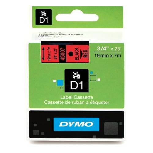 Dymo etiketten zwart op rood (45807 / S0720870), 19mm, gelamineerd