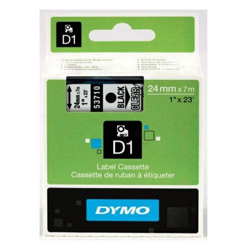 Dymo etiketten zwart op transparant (53710 / S0720920), 24mm, gelamineerd