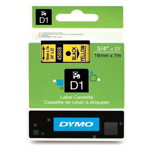 Dymo etiketten zwart op geel (45808 / S0720880), 19mm, gelamineerd