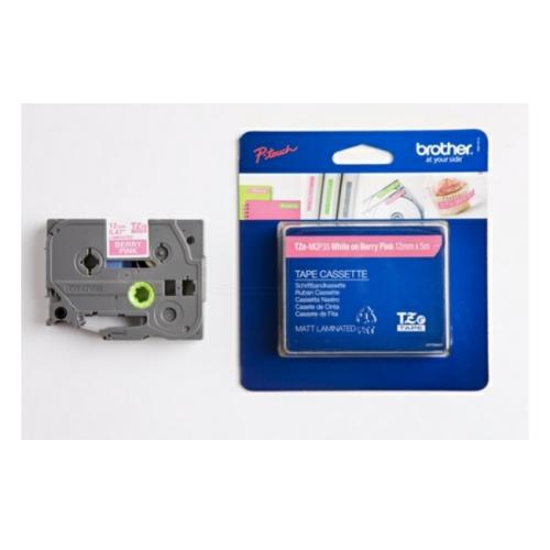 Brother tape wit op Mat roze (TZEMQP35 /), 12mm, gelamineerd