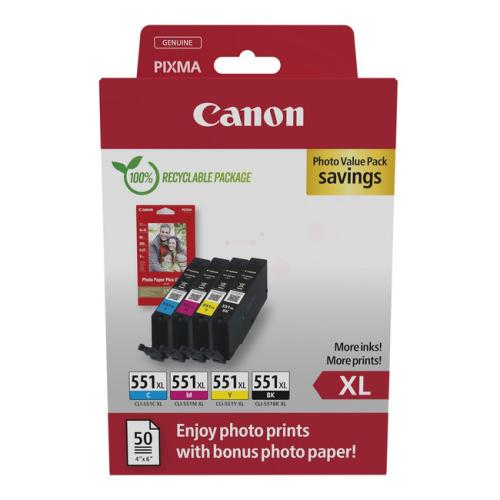 Canon Cartridge / fotopapier zwart / cyaan / magenta / geel (6443B006 / CLI551XL) (multipack, hoge capaciteit)