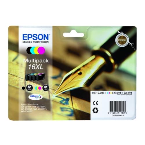 Epson inktcartridge zwart / cyaan / magenta / geel (C13T16364012 / 16XL) (multipack, hoge capaciteit)