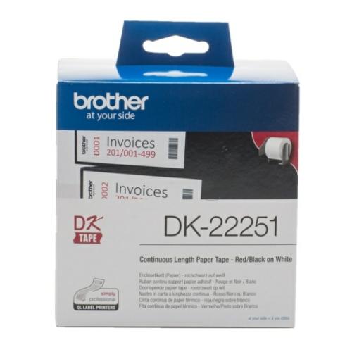 Brother etiketten rood / zwart op wit (DK22251 /), 62mm