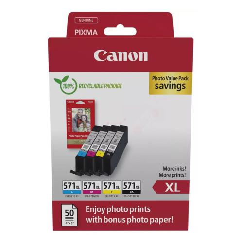 Canon Cartridge / fotopapier zwart / cyaan / magenta / geel (0332C006 / CLI571XL) (multipack, hoge capaciteit)