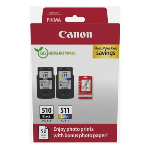 Canon inktcartridge zwart / kleur (2970B017 / PG510+CL511) (Dual-Pack, multipack)